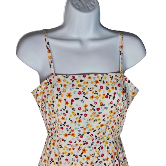 0002 Tommy Hilfiger TH Floral Spaghetti Strap Tie Back Sundress White Size 2 - Picture 2 of 14